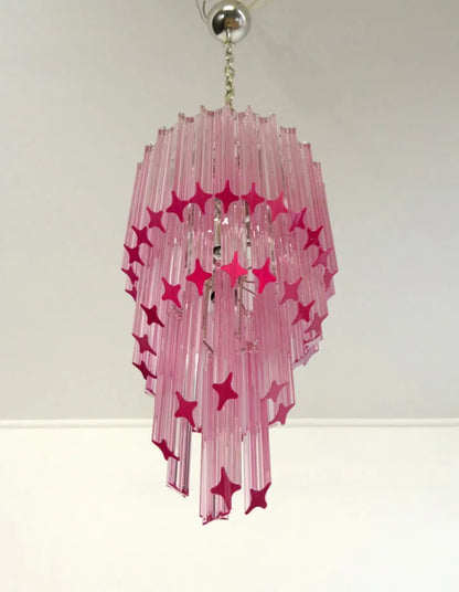 Barbie Pink Italian Creative Compass-star Spiral Crystal Chandelier Modern Romantic Designer Decorative Light Fixture