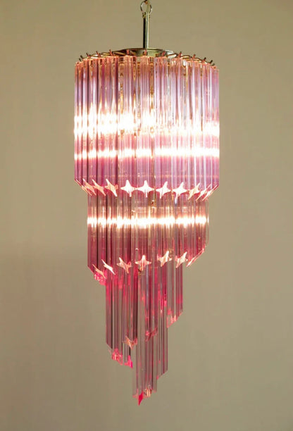 Barbie Pink Italian Creative Compass-star Spiral Crystal Chandelier Modern Romantic Designer Decorative Light Fixture