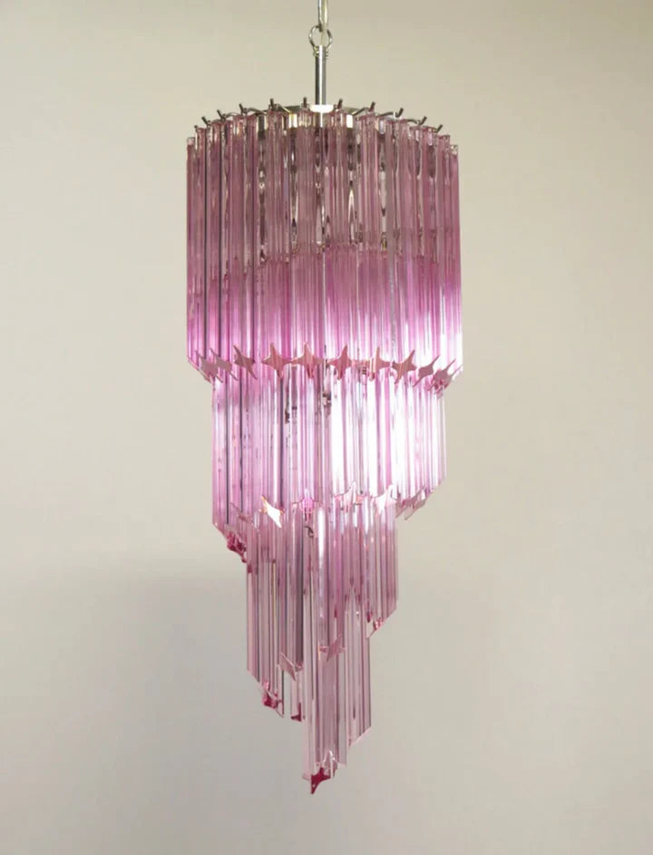 Barbie Pink Italian Creative Compass-star Spiral Crystal Chandelier Modern Romantic Designer Decorative Light Fixture