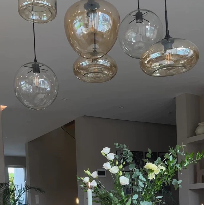 Transparent Glass Bubble Light Fixture Pendant Lighting for Dining Room/Cafe