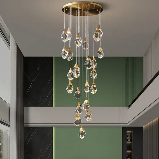 Modern Creative Crystal Prisms Stone Chandelier for Staircase/Foyer/Loft