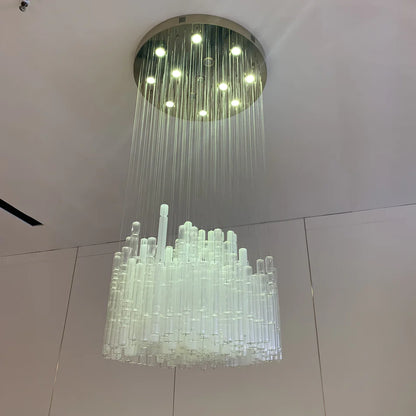 Modern Creative Art Design White&Transparent Tube Chandelier for Staircase/Foyer/Living Room