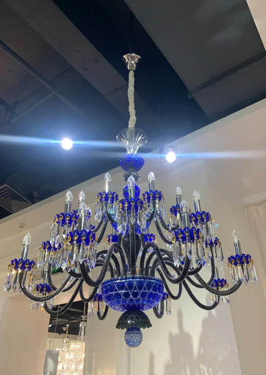 Luxury Candle Light Blue&Black Crystal Chandelier Living Room/Bedroom/Dining Room