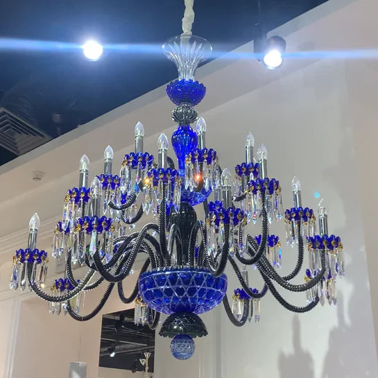 Luxury Candle Light Blue&Black Crystal Chandelier Living Room/Bedroom/Dining Room