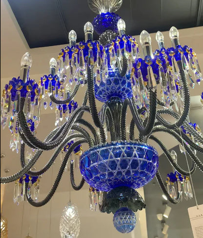 Luxury Candle Light Blue&Black Crystal Chandelier Living Room/Bedroom/Dining Room