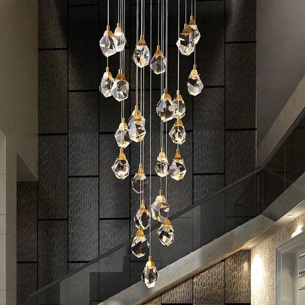 Modern Creative Crystal Prisms Stone Chandelier for Staircase/Foyer/Loft