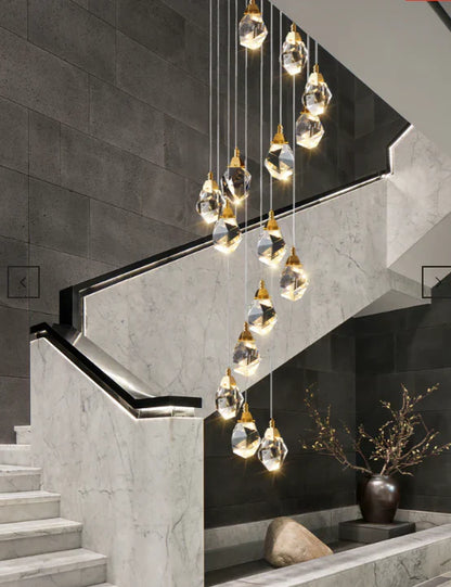 Modern Creative Crystal Prisms Stone Chandelier for Staircase/Foyer/Loft