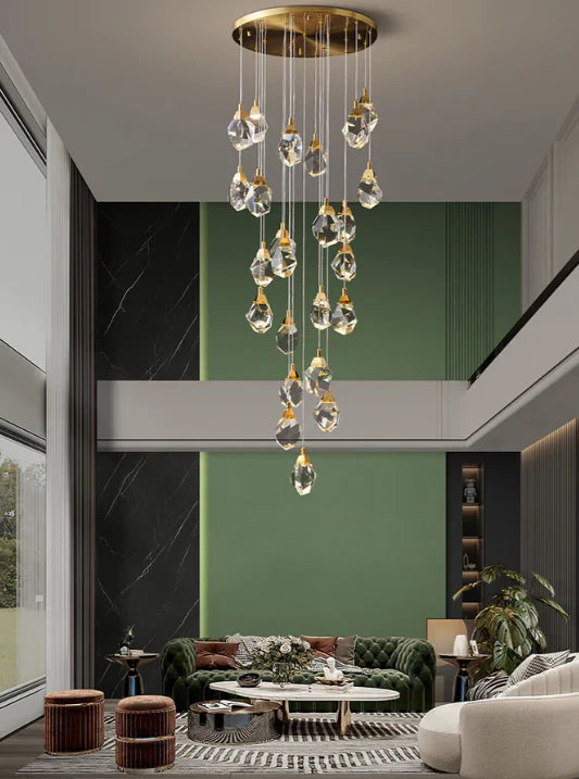 Modern Creative Crystal Prisms Stone Chandelier for Staircase/Foyer/Loft