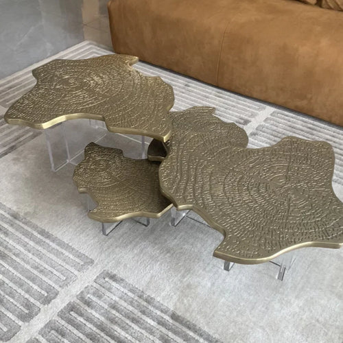 Modern Etching Irregular Coffee Table Set