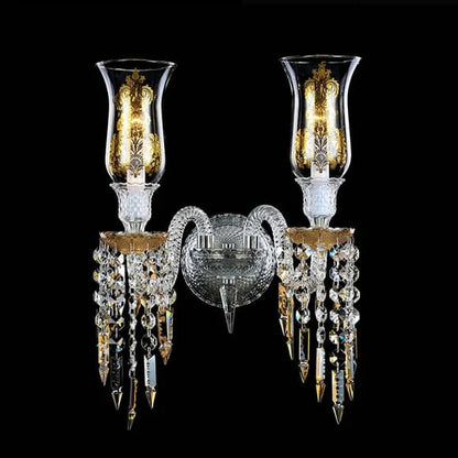 Luxury 2-Candle Yellow&Clear Crystal Wall Lamp