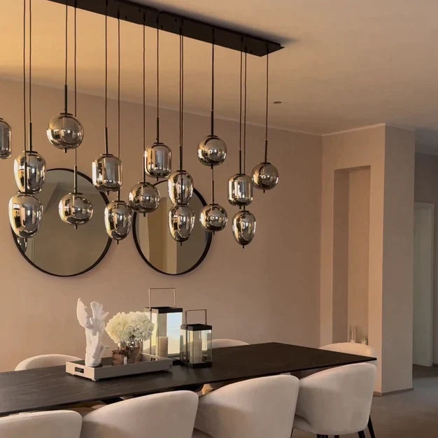 Modern Smoky Gray Glass Chandelier for Dining Room/Kitchen Island