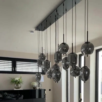 Modern Smoky Gray Glass Chandelier for Dining Room/Kitchen Island