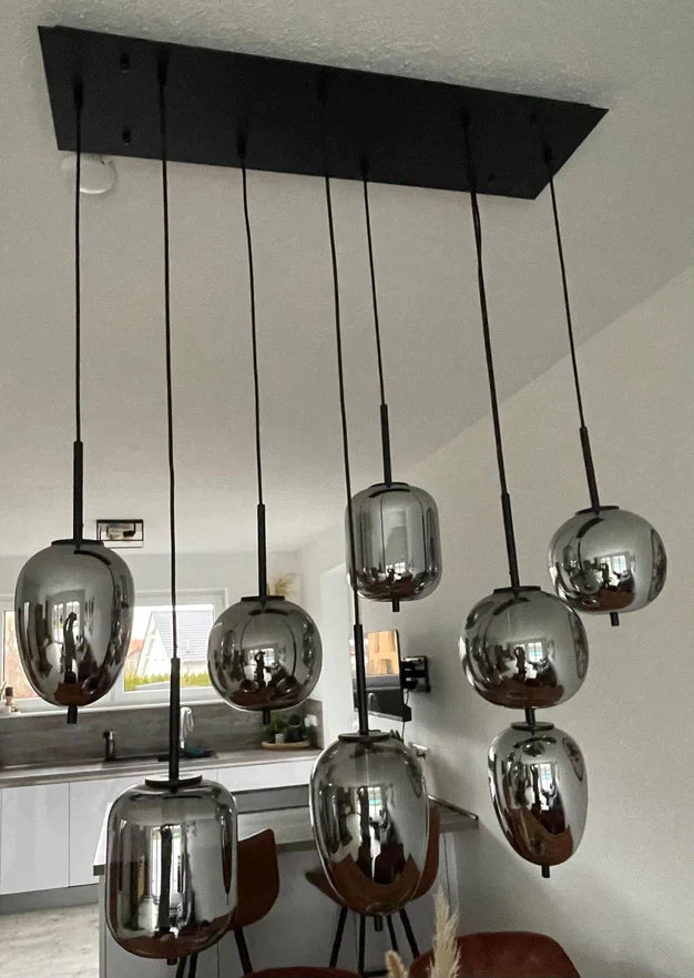 Modern Smoky Gray Glass Chandelier for Dining Room/Kitchen Island