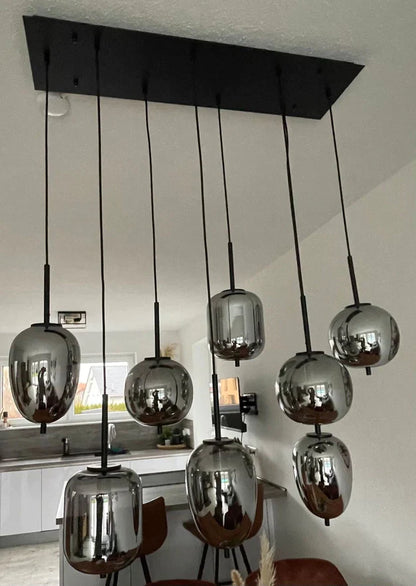 Modern Smoky Gray Glass Chandelier for Dining Room/Kitchen Island