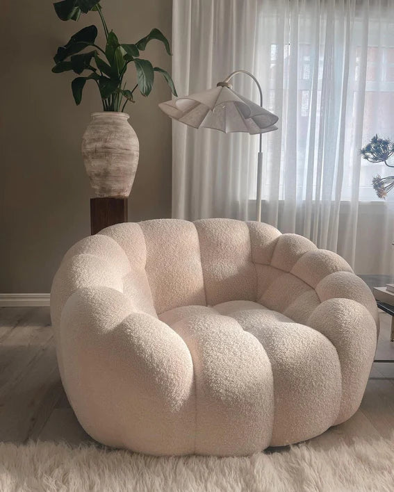 Fleece White Big Pumpkin Loveseat Sofa Chair