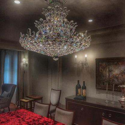 Luxury Empire Floral Crystal Chandelier With 4 Layers Modern Light Fixture for Foyer/ Living Room