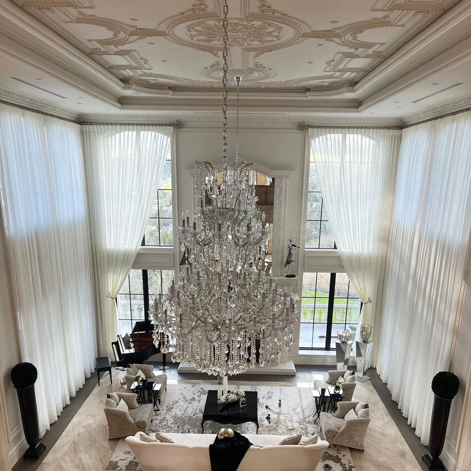 Traditional Clear White Candle Crystal Chandelier for Staircase/Foyer/Living Room/Villa
