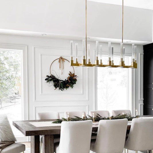 Modern Round/Linear Tubular Glass Chandelier for Dining Room/Kitchen Island