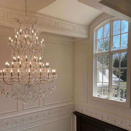 Traditional Clear White Candle Crystal Chandelier for Staircase/Foyer/Living Room/Villa