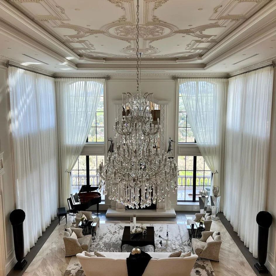 Traditional Clear White Candle Crystal Chandelier for Staircase/Foyer/Living Room/Villa