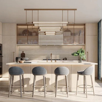 MInimalism Brass Ellipse Horizontal Extra Large LED Chandelier for Kitchen Island/Dining Room