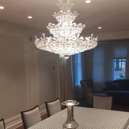 Luxury Empire Floral Crystal Chandelier With 4 Layers Modern Light Fixture for Foyer/ Living Room