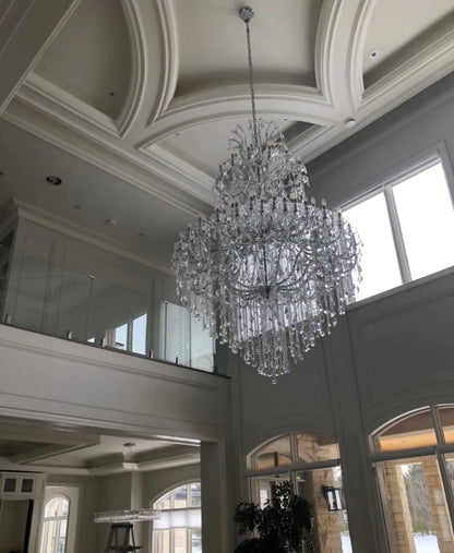 Traditional Clear White Candle Crystal Chandelier for Staircase/Foyer/Living Room/Villa