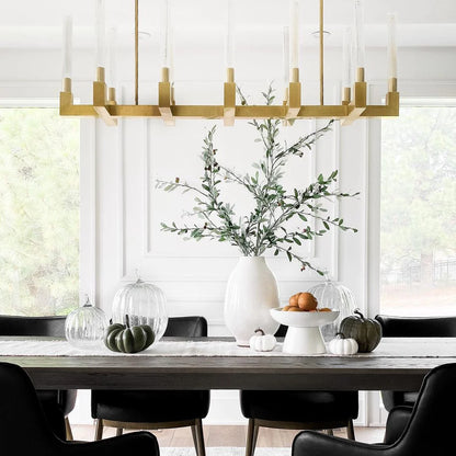 Modern Round/Linear Tubular Glass Chandelier for Dining Room/Kitchen Island