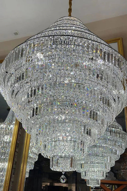 Chrome/ Silver/ Gold Extra Large Chandelier For Foyer Living Room Staircase Crystal Ceiling Lighting Fixture