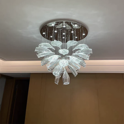 Luxury Art Design Petal-like Clear Glass Chandeliers