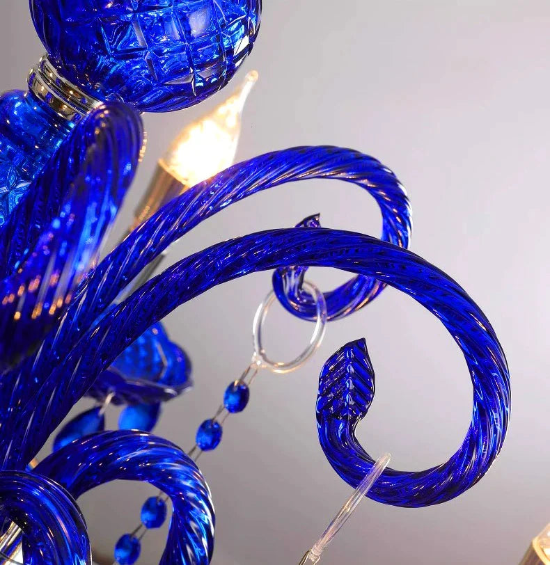 Nordic Klein Blue Candle Crystal Chandelier for Living Room/Bedroom