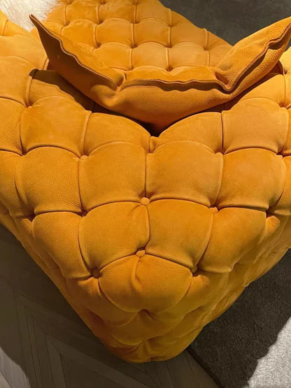 Luxury Leather Tufted Sofa