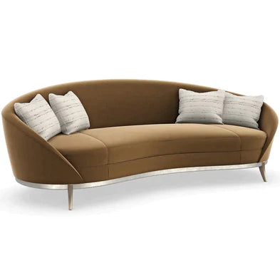 Caramel-Colored Velvet Loveseats Sofa