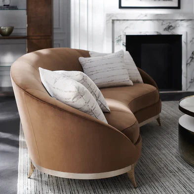 Caramel-Colored Velvet Loveseats Sofa