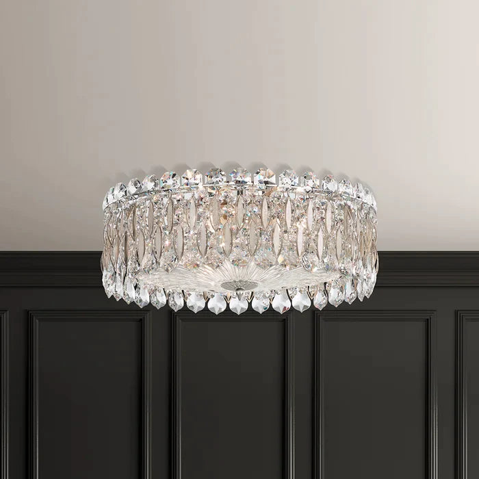 Light Luxury Crystal Beads Drum Collection Flush Mounted/Rectangle/Round Chandelier