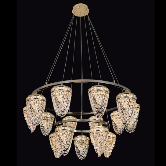 Modern Light Luxury 2-Tier Conch Crystal Chandelier