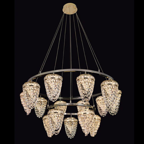 Modern Light Luxury 2-Tier Conch Crystal Chandelier