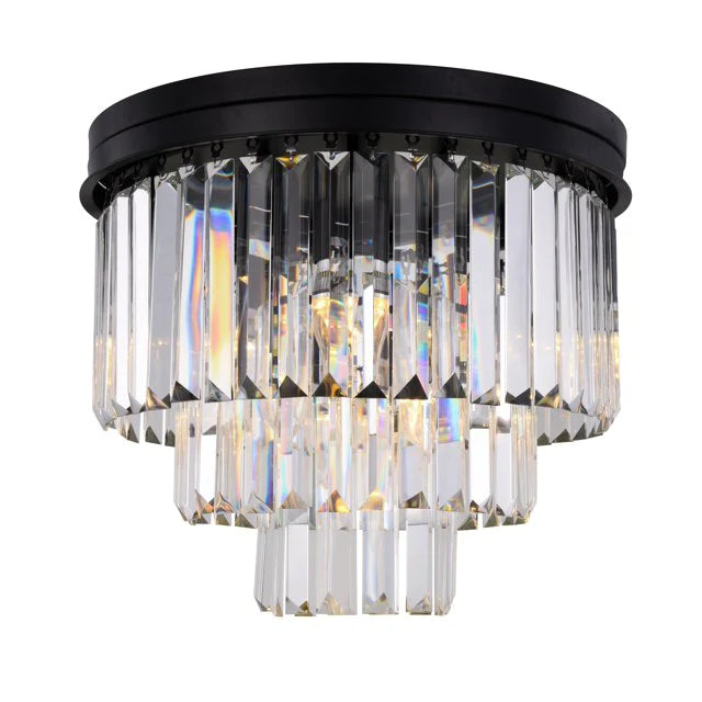 Modern Tiered Flush Mount Crystal Chandelier