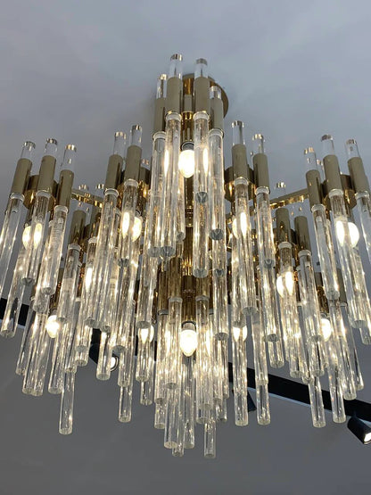 Modern Luxury Tiered Glass Cylinders Chandelier for Living Room/Bedroom/Dining Room/Bathroom