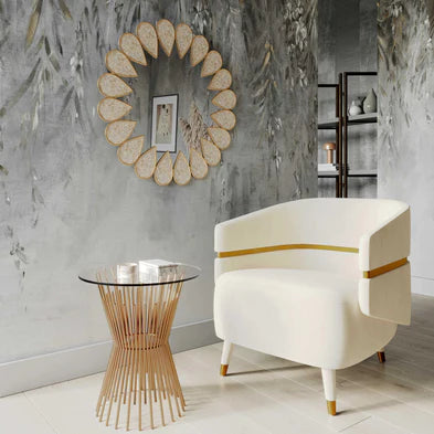 Luxury Style Cream Velvet Accent Sofa Chair