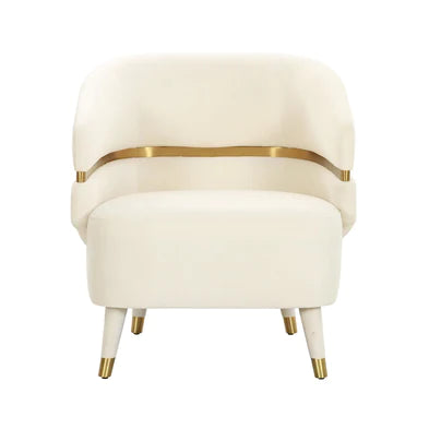 Luxury Style Cream Velvet Accent Sofa Chair