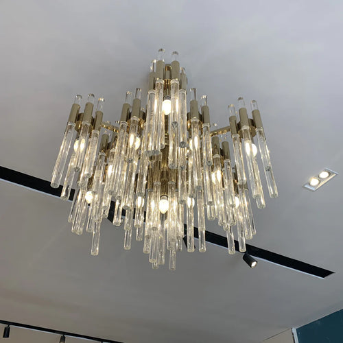 Modern Luxury Tiered Glass Cylinders Chandelier for Living Room/Bedroom/Dining Room/Bathroom