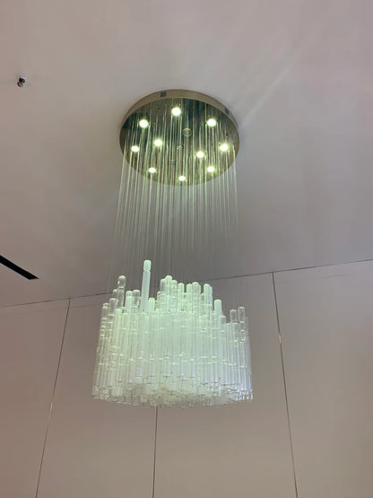 Modern Creative Art Design White&Transparent Tube Chandelier for Staircase/Foyer/Living Room