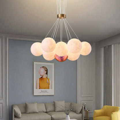 Bubble Moon Chandelier Bedroom Ceiling Light Modern Nordic Lamp