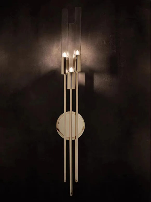 Nordic Light Luxury Three Rods Brass Wall Light for Bedside/Living Room/Hallway