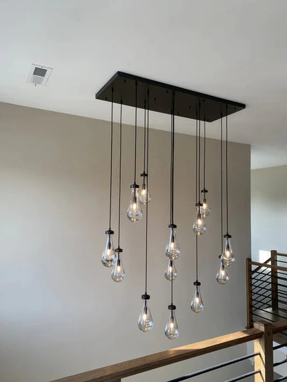 Modern Raindrop Crystal Chandelier with Rectangular Canopy