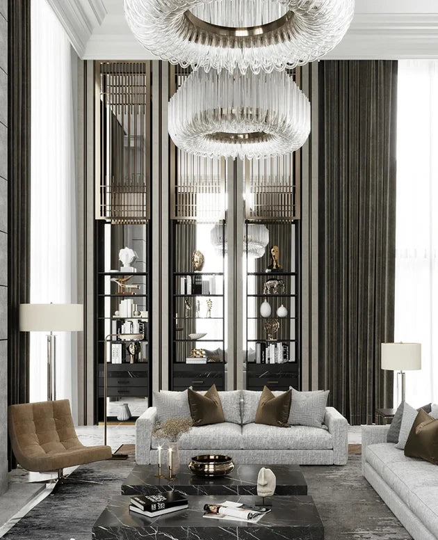 Extra Large Modern Tiers Clear Glass Tubes Chandelier for Living Room/Hotel Lobby