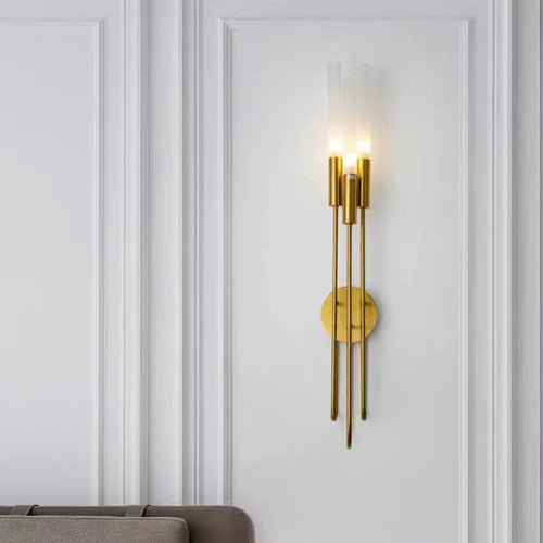 Nordic Light Luxury Three Rods Brass Wall Light for Bedside/Living Room/Hallway