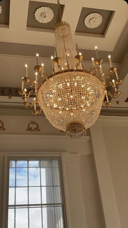 Mid Century Mediterranean Luxury Crystal Chandelier for foyer and living room