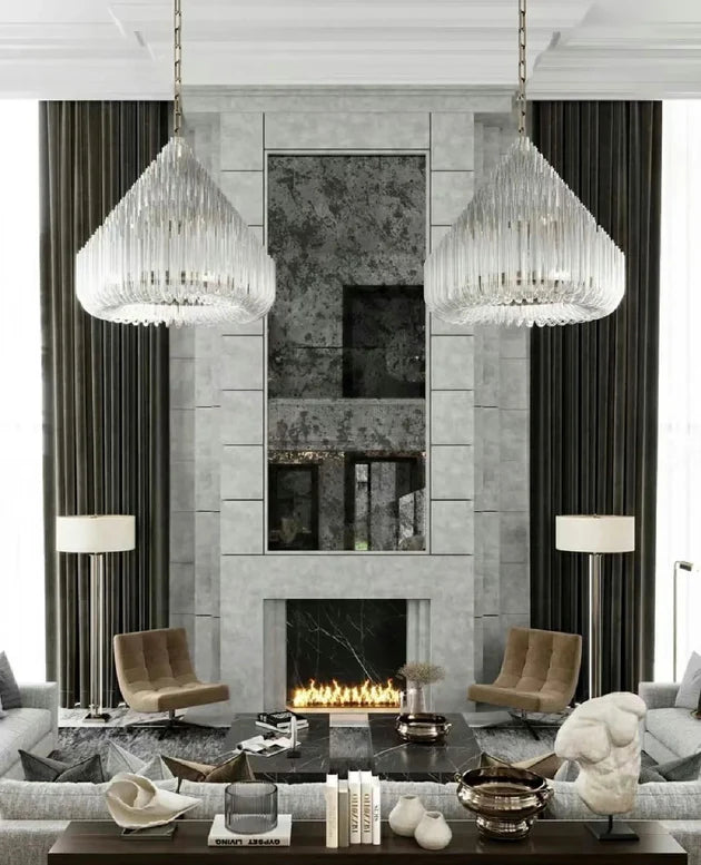 Extra Large Modern Tiers Clear Glass Tubes Chandelier for Living Room/Hotel Lobby